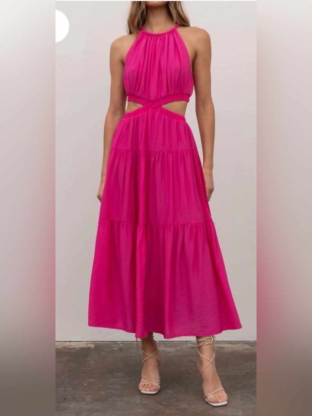 Moon river Pink Women’s Maxi Dress cut out NWT
